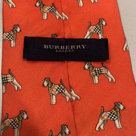 BURBERRY Tie/ Dogs/Orange - Picture 4 of 9
